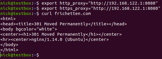 Showing the output of curling a non SSL website.